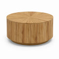 Tavolino da caffè rotondo color rovere in MDF impiallacciato rovere Ø90 x H45 cm