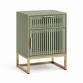 Comodino con anta e cassetto verde salvia in MDF rettangolare 50 x 40 x 65 cm