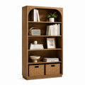 Libreria da soggiorno a 5 ripiani noce in MDF rettangolare 90 x 35 x 180 cm