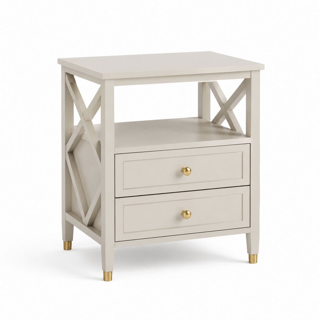 Comodino con 2 cassetti beige in MDF 60 x 40 x 75 cm
