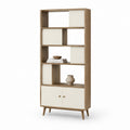 Libreria alta con ante bianco e rovere in MDF 80 x 30 x 180 cm