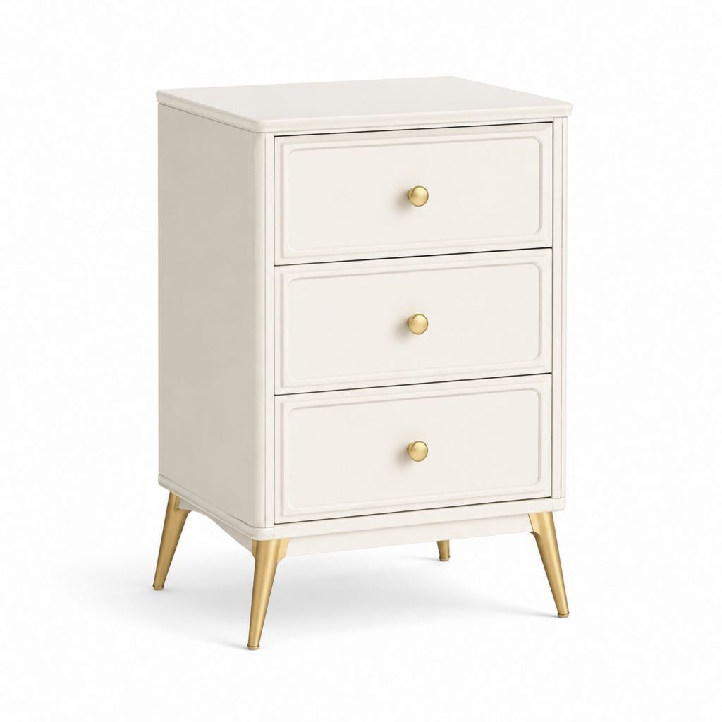 Comodino 3 cassetti bianco in MDF rettangolare 45 x 35 x 65 cm