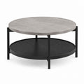Tavolino da caffè rotondo grigio e nero in MDF e acciaio Ø80 x 45 cm