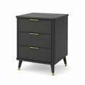 Comodino 3 cassetti nero in MDF 45 x 40 x 65 cm