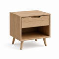 Comodino con cassetto in rovere naturale rettangolare 45 x 40 x 55 cm