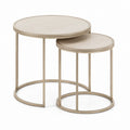 Set di 2 tavolini da caffè rotondi beige in MDF e acciaio diametro 80 cm altezza 50 cm e diametro 60 cm altezza 45 cm