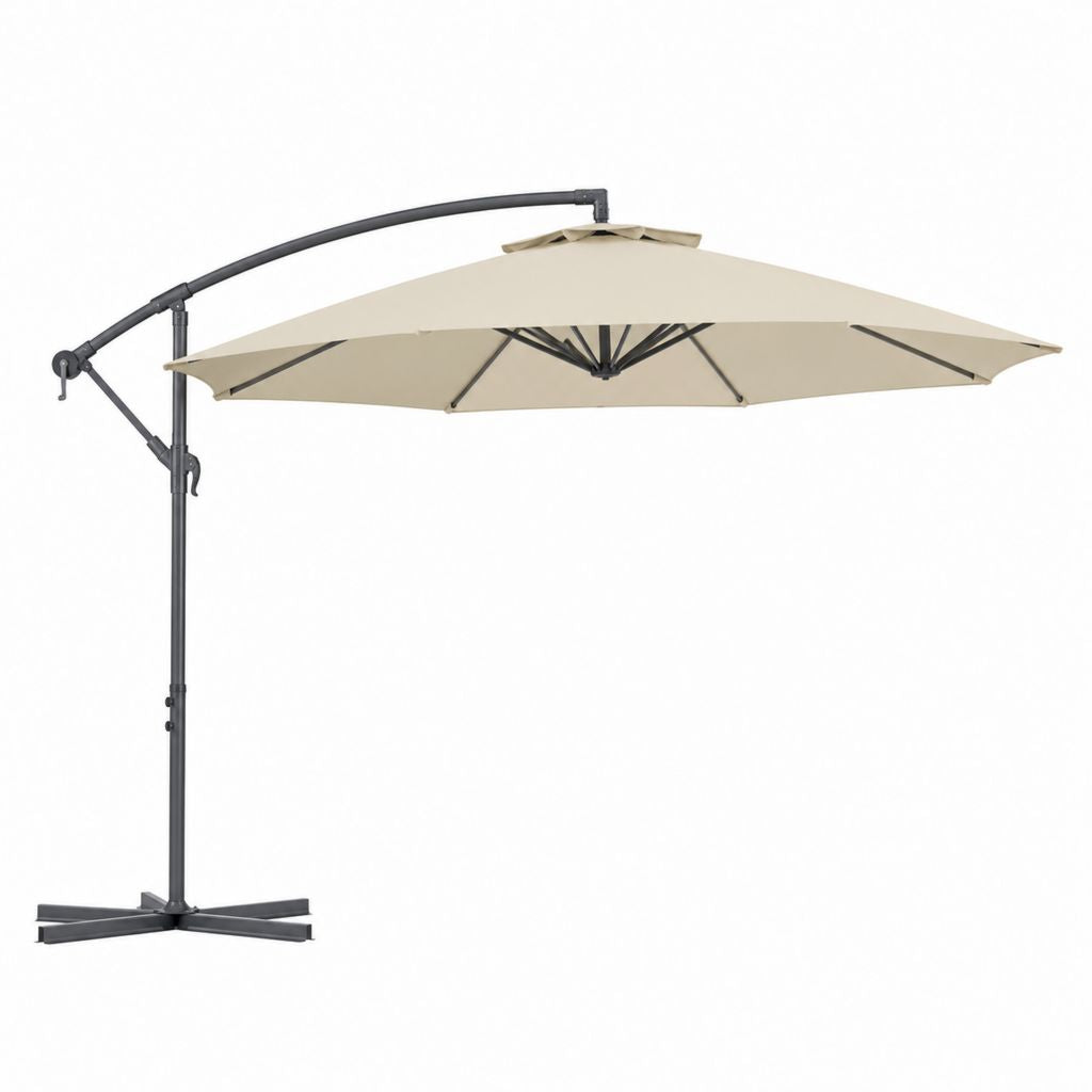 Ombrellone da giardino a braccio laterale beige in poliestere ottagonale Ø 300 cm
