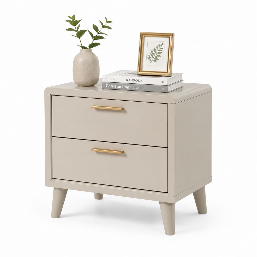 Comodino a 2 cassetti beige in MDF rettangolare 60 x 40 x 60 cm