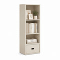 Libreria a colonna beige in pannello truciolare melaminico con 3 ripiani e cassetto 60 x 30 x 180 cm