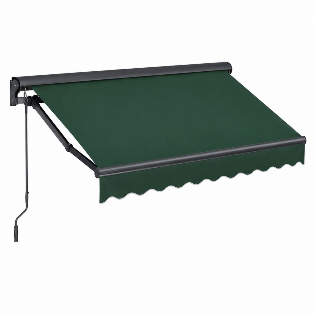 Tenda da sole avvolgibile manuale verde in poliestere e alluminio 300 x 250 cm