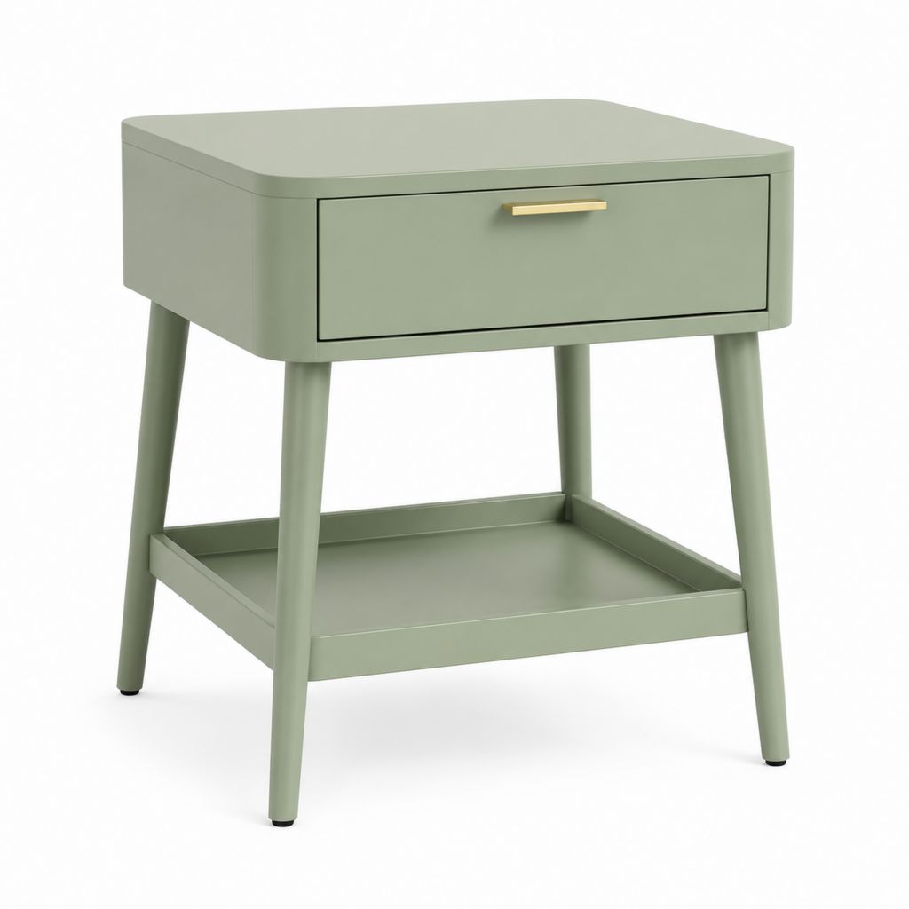 Tavolino laterale con cassetto verde salvia in MDF 50 x 40 x 60 cm