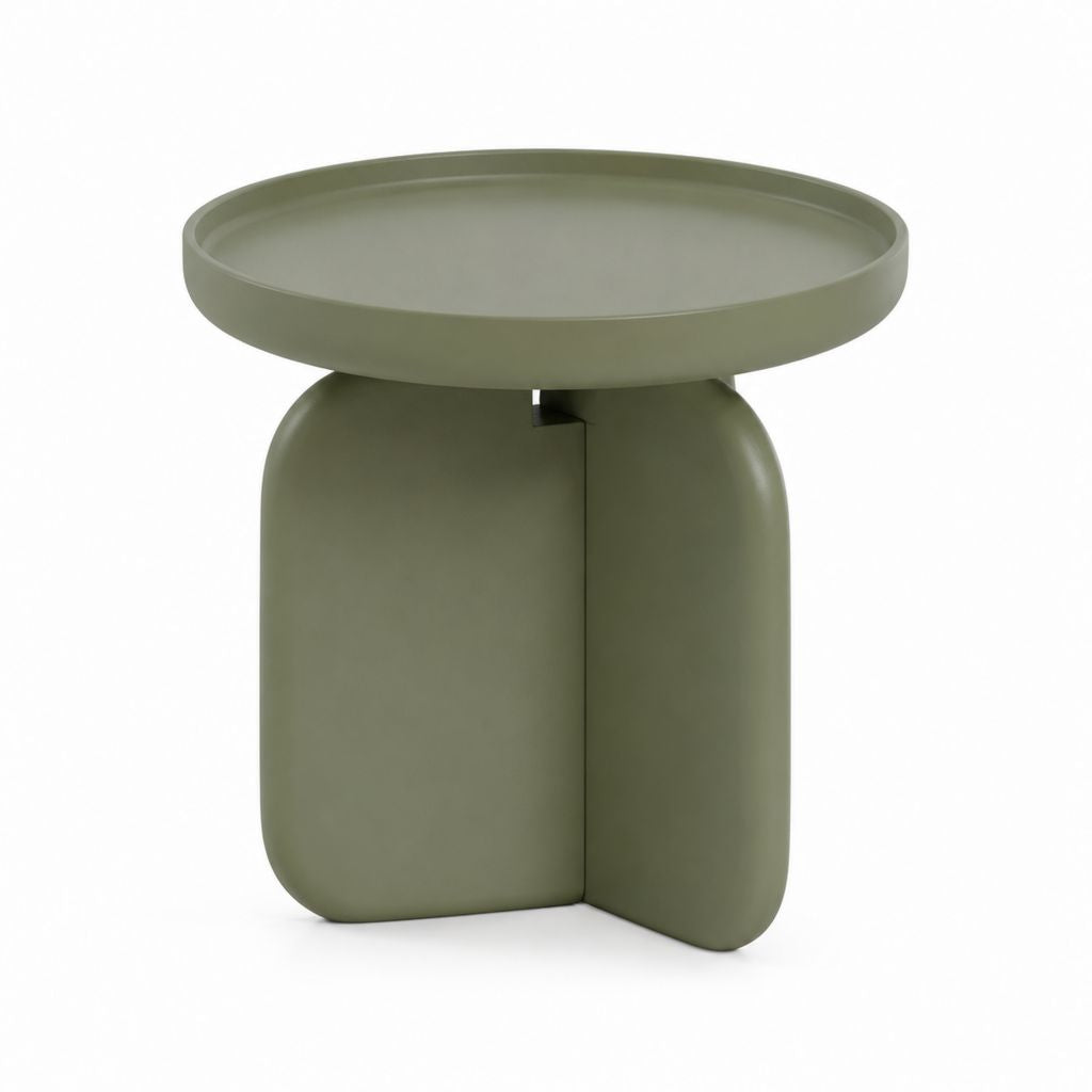 Tavolino laterale rotondo verde in acciaio 45 x 45 x 50 cm