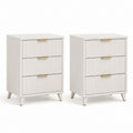 Set di 2 comodini bianchi in MDF con 3 cassetti 40 x 35 x 60 cm