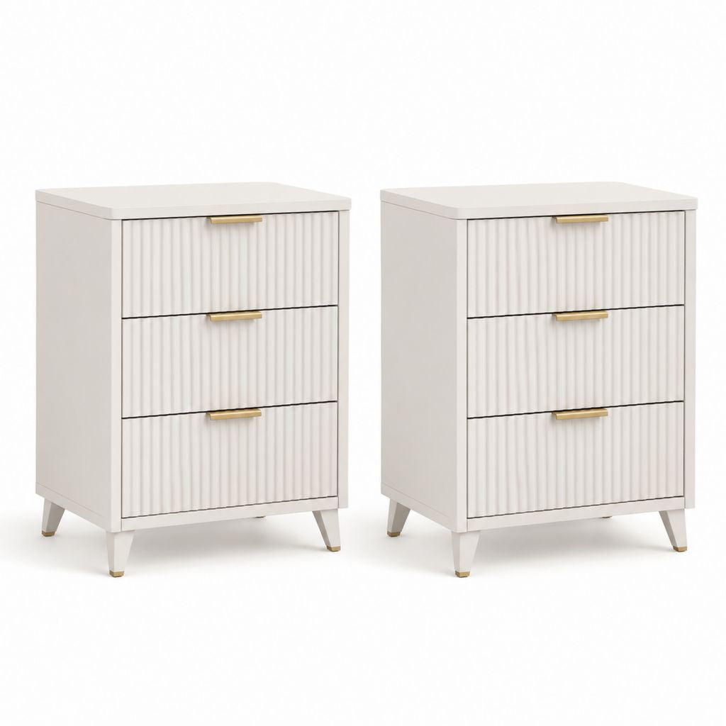 Set di 2 comodini bianchi in MDF con 3 cassetti 40 x 35 x 60 cm