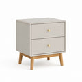 Comodino a 2 cassetti grigio chiaro in MDF e legno massello 50 x 40 x 60 cm