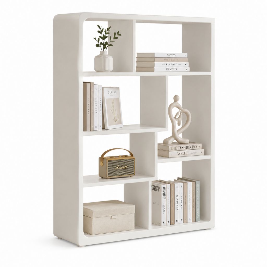 Libreria a giorno bianca in MDF 80 x 30 x 180 cm con 8 vani