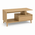 Tavolino da caffè con cassetto rovere chiaro in MDF rettangolare 100 x 50 x 45 cm