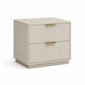 Comodino 2 cassetti beige in MDF con frontali scanalati 50 x 40 x 50 cm